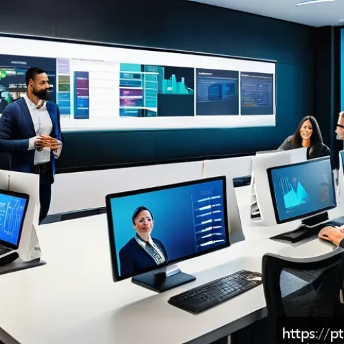 Home 15 쇼핑매니저 실무 교육 과정 - A modern corporate office setting showing a diverse team of professionals engaged in strategic procu...